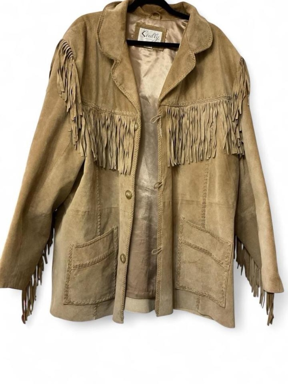 Scully Mens Tan Genuine Suede Fringe Jacket